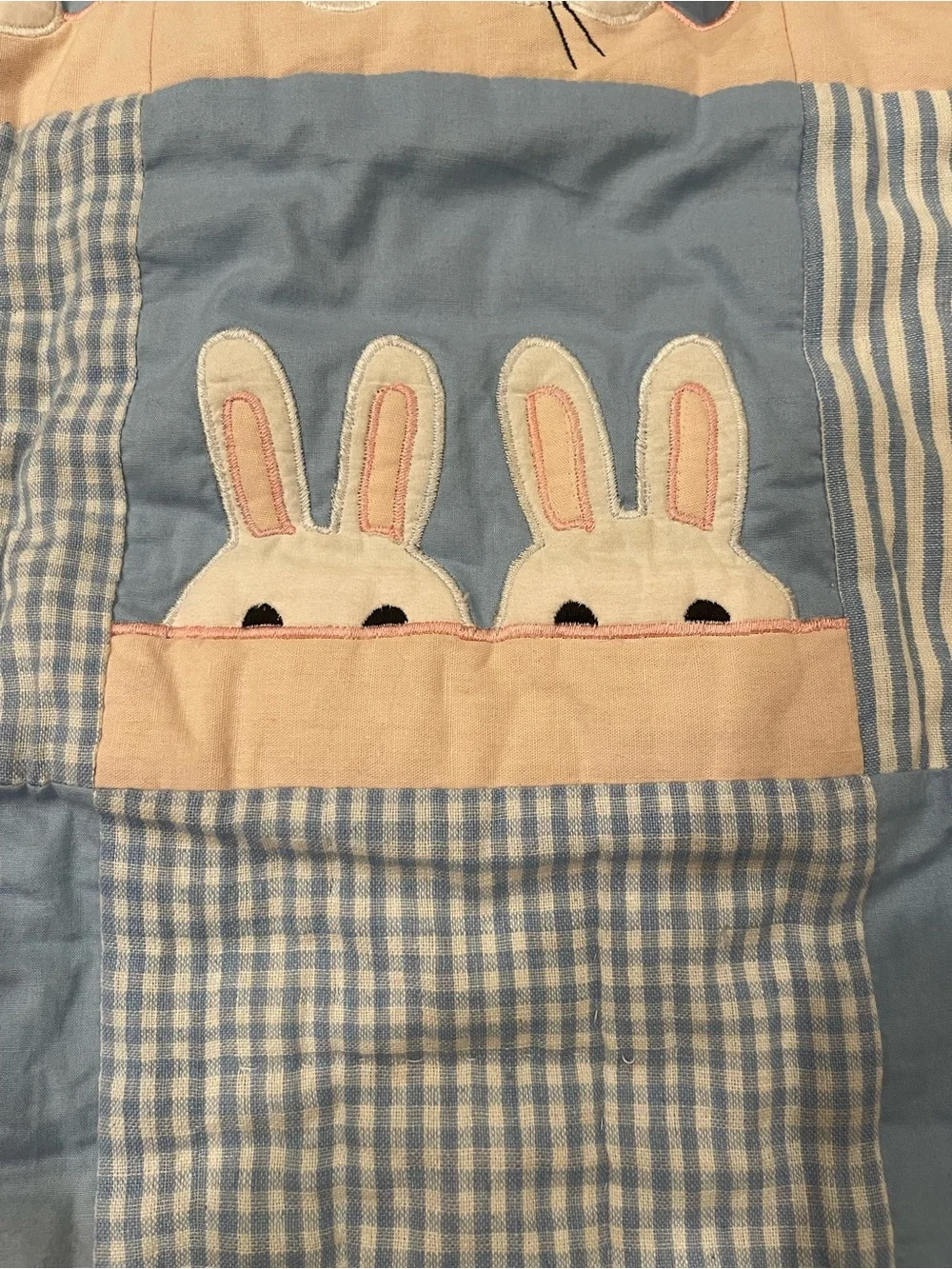 Unbranded Blue Bunny Patchwork Quilt - Soft Nursery Bedding